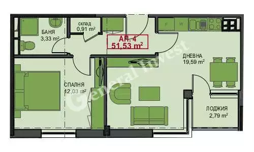 Двустаен апартамент за продажба - Идеален център