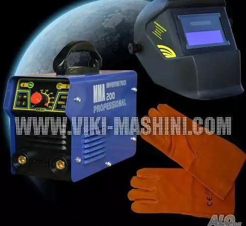 1. Снимка на Електрожени VIKI MMA 200А със соларна маска VIKI и ръкавици