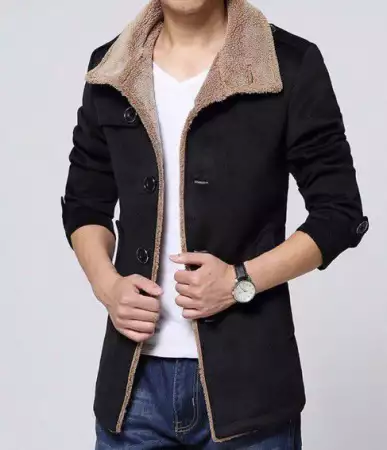 1. Снимка на Мъжко зимно палто с вълнена подплата