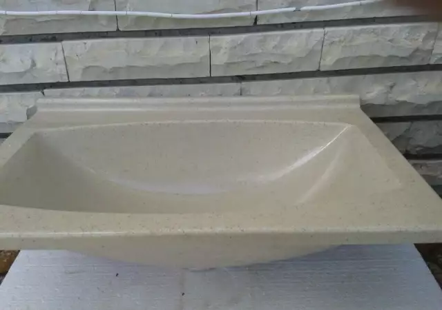 1. Снимка на Продавам нова мивка полимер мрамор, млечно бежов цвят, размер