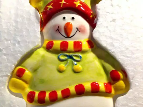 Коледни украшения за стена или елха порцеланови Снежен човек