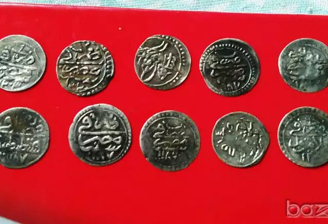 2. Снимка на Сребърни стари 10 бр. турски монетки