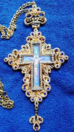 4. Снимка на Нагръден архиерейски кръст сребро злато камъни емайл