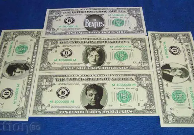 1. Снимка на 1 млн Beatles 5 бр банкноти