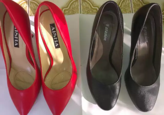 1. Снимка на обувки на ток черни и червени