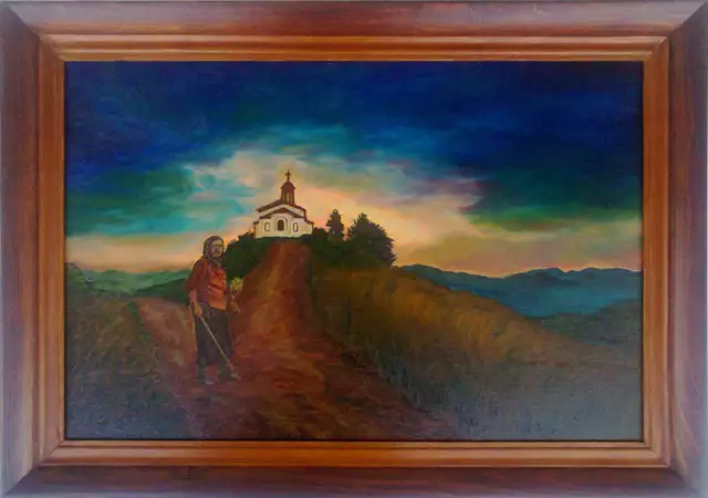 1. Снимка на Пътят към храма - Кръстова гора, Родопите, живопис, масло