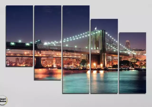 4. Снимка на Декоративно пано за стена от 5 части с изглед от Бруклинския