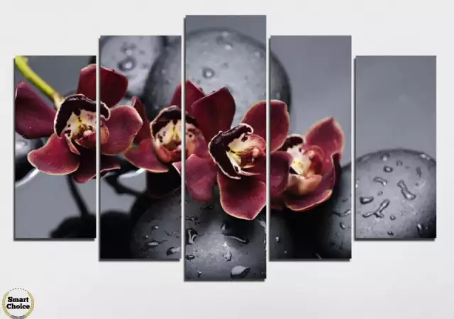 1. Снимка на Декоративно пано за стена с лилава орхидея и Дзен камъни - H