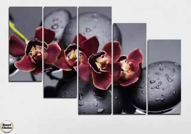 9. Снимка на Декоративно пано за стена с лилава орхидея и Дзен камъни - H