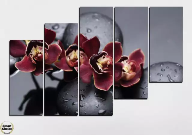 10. Снимка на Декоративно пано за стена с лилава орхидея и Дзен камъни - H