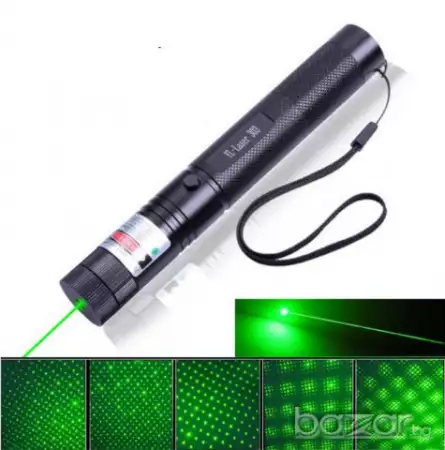 1. Снимка на НОВ NEW Мощен зелен лазер 500mW laser pointer с проекция