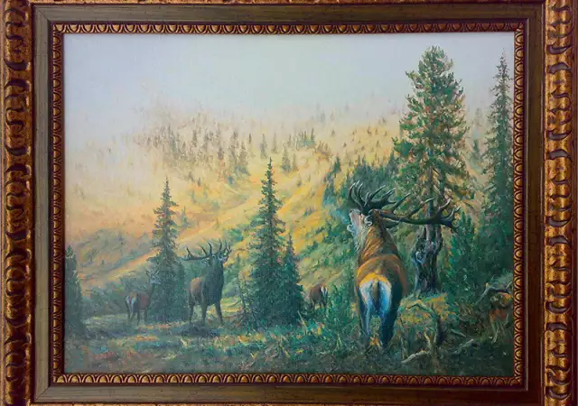 Благородни елени в Рила планина, картина