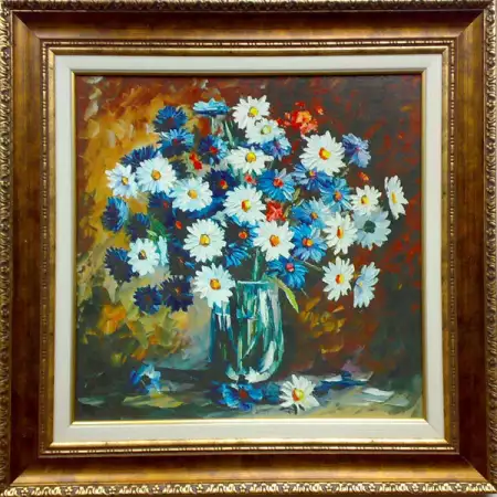 1. Снимка на Картина с цветя, рамкирана
