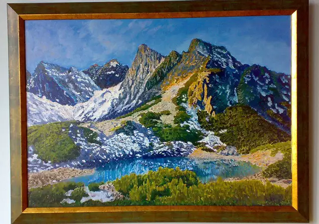 1. Снимка на Пирин планина, връх Синаница с езерото, картина