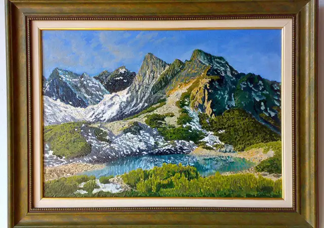 2. Снимка на Пирин планина, връх Синаница с езерото, картина