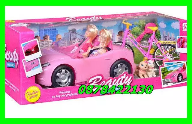 1. Снимка на ПРОМО Две кукли Барби в кола кабриолет детска играчка за мо