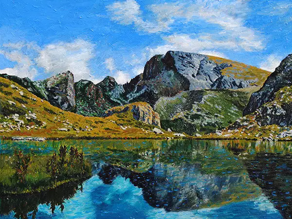 1. Снимка на Връх Мальовица с Урдиното езеро, Рила планина, картина