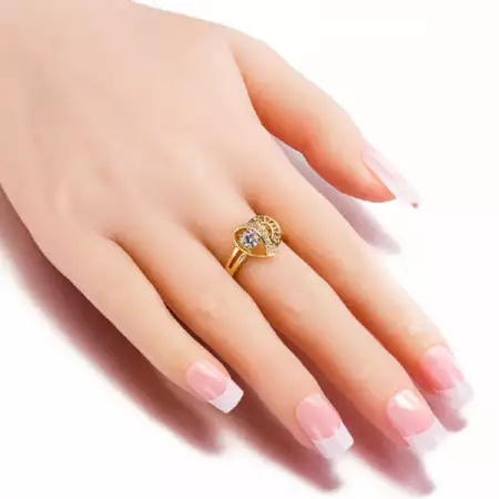 2. Снимка на Изящен романтичен пръстен , , Сърце, , с кубичен цирконий