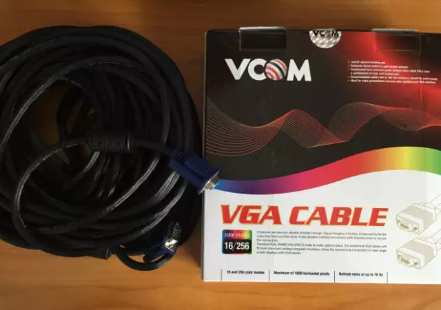 Кабел VCom VGAм към VGAж 20 m черен