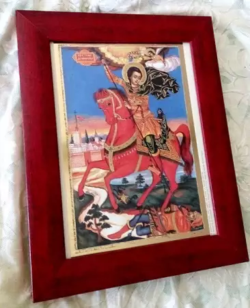 6. Снимка на Икона Свети Димитър на кон 1869г. репродукция с рамка