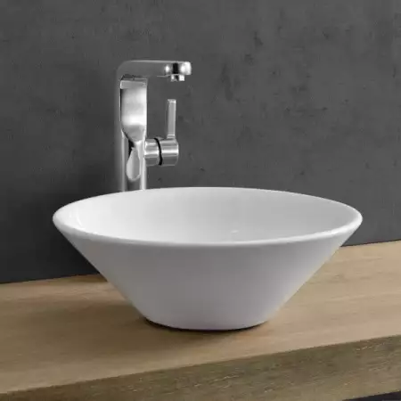 1. Снимка на Кръгла мивка за баня, за вграждане, Бяла, Керамика 43, 5 x 43