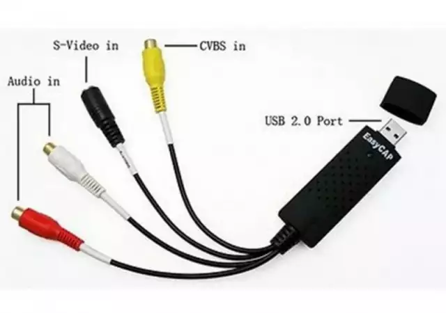 2. Снимка на USB DVR TVR VHS видео адаптер с аудио, модел Easycap Dc60 