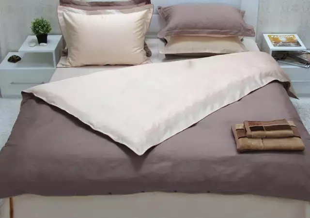 Спален комплект памучен сатен двуцветен