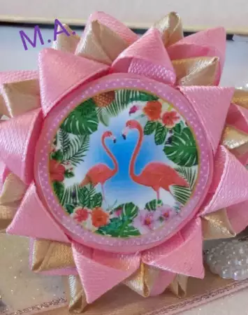 6. Снимка на Детски акаесоари за коса с панделка Розово Фламинго