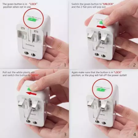 2. Снимка на Универсален адаптор преходник за контакт USB - USA, UK, EU П