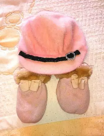1. Снимка на Детска топла розора шапка и ръкавици