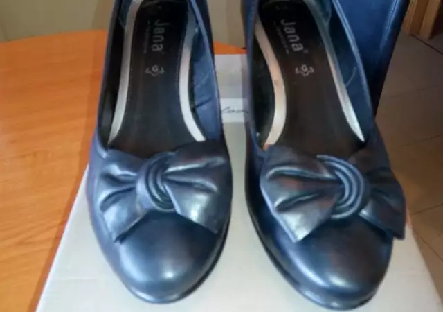 2. Снимка на Jana Дамски кожени обувки с ток 5см - №38, 5 черни, стелка 25