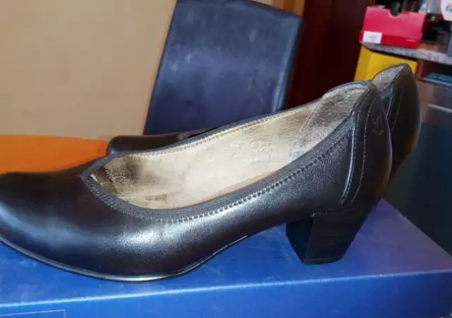 3. Снимка на Caprice черни дамски кожени обувки черни №38 H и стелка 25см