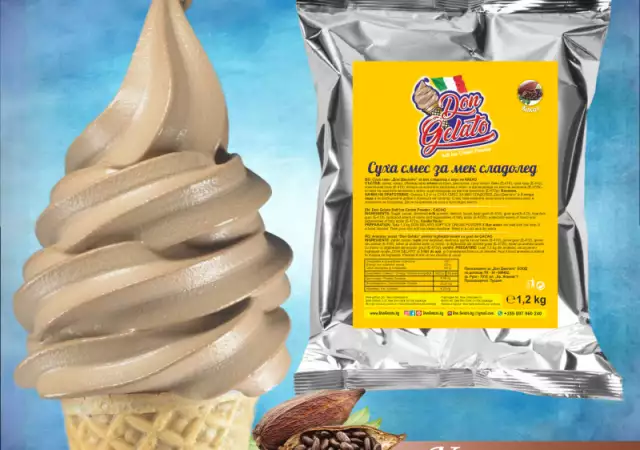 1. Снимка на Суха смес за сладолед КАКАО Сладолед на прах КАКАО ВОДА