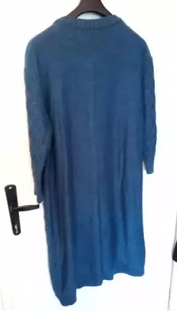 5. Снимка на Дълга плетена дамска жилетка тъмно синя
