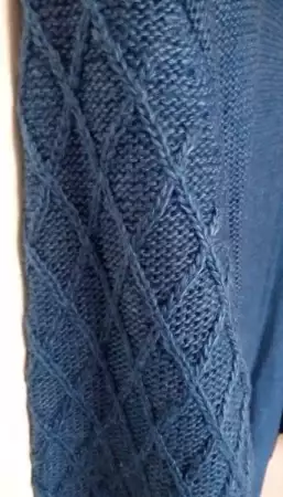 7. Снимка на Дълга плетена дамска жилетка тъмно синя