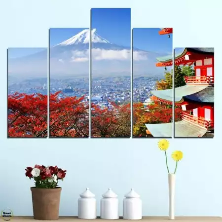 2. Снимка на Декоративно пано за стена от 5 части - Токио и планината Фуд