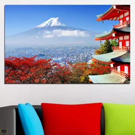 Картина пано за стена от 1 част - Токио и планината Фуджи - 