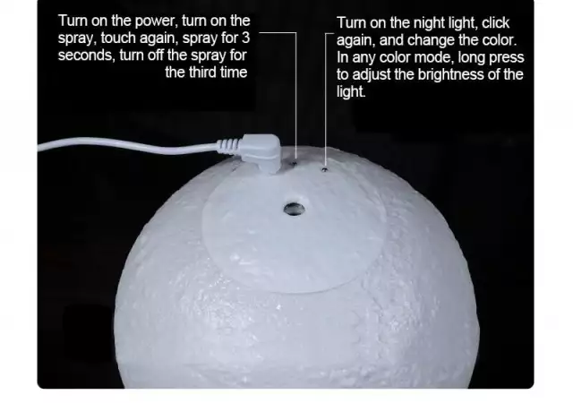 4. Снимка на 3D нощна лампа Луна Арома дифузер 880ml и Овлажнител