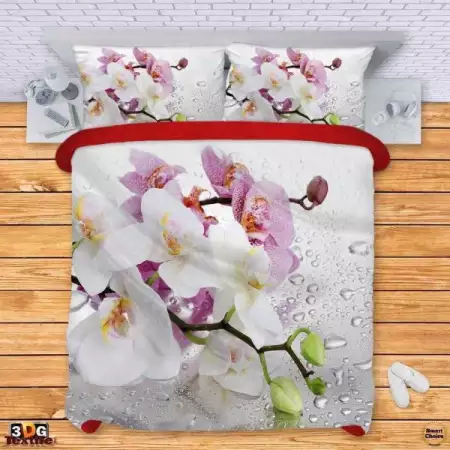 Комплект спално бельо с нежни орхидеи. Модел - 002 - 009