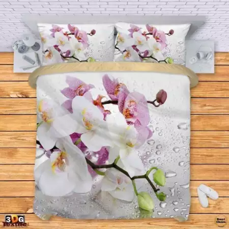 3. Снимка на Комплект спално бельо с нежни орхидеи. Модел - 002 - 009
