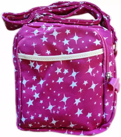 1. Снимка на Чанта за рамо с два ципа и с дълга дръжка Звезди в розово