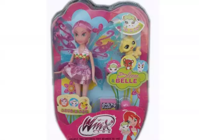 Кукла Уинкс с розова коса и с домашен любимец Winx
