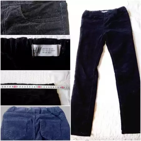 1. Снимка на Детски черен кадифен панталон - джинси H M 6 - 8 годишно моми