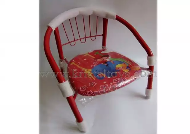 1. Снимка на Стол детски с метални крака, облегалка и картинка в червено