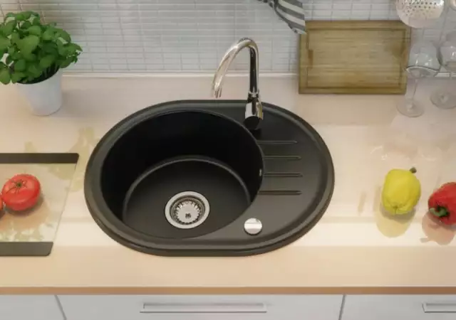 5. Снимка на Кухненска Мивка от гранит модел БАРСЕЛОНА 585 x 460 mm