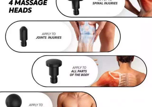 3. Снимка на Електрически мускулен масажор Fascial Gun 4 приставки