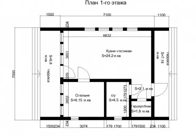 5. Снимка на Barnhouse, сглобяема дървена къща с просторна покрита тераса