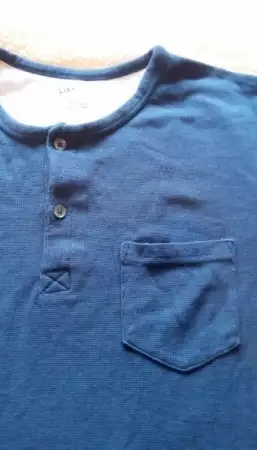 9. Снимка на Синя мъжка риза без яка с дълъг ръкав Livergy №48 - 50