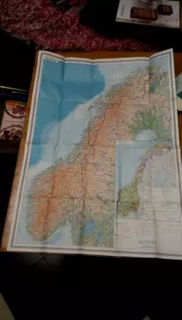 Норвегия физико географска карта М 1:2000 000 размер 62см 85