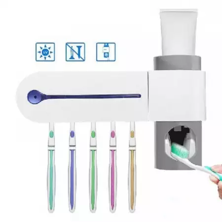 1. Снимка на UV стерилизатор на четки за зъби с дозатор за паста 3 в 1